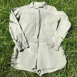 Life In Progress Army Green Long Sleeve Romper (S)